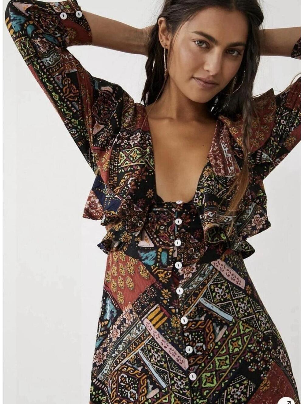 Free People Women's Dress Sz XS maxi dress button front New With Tags